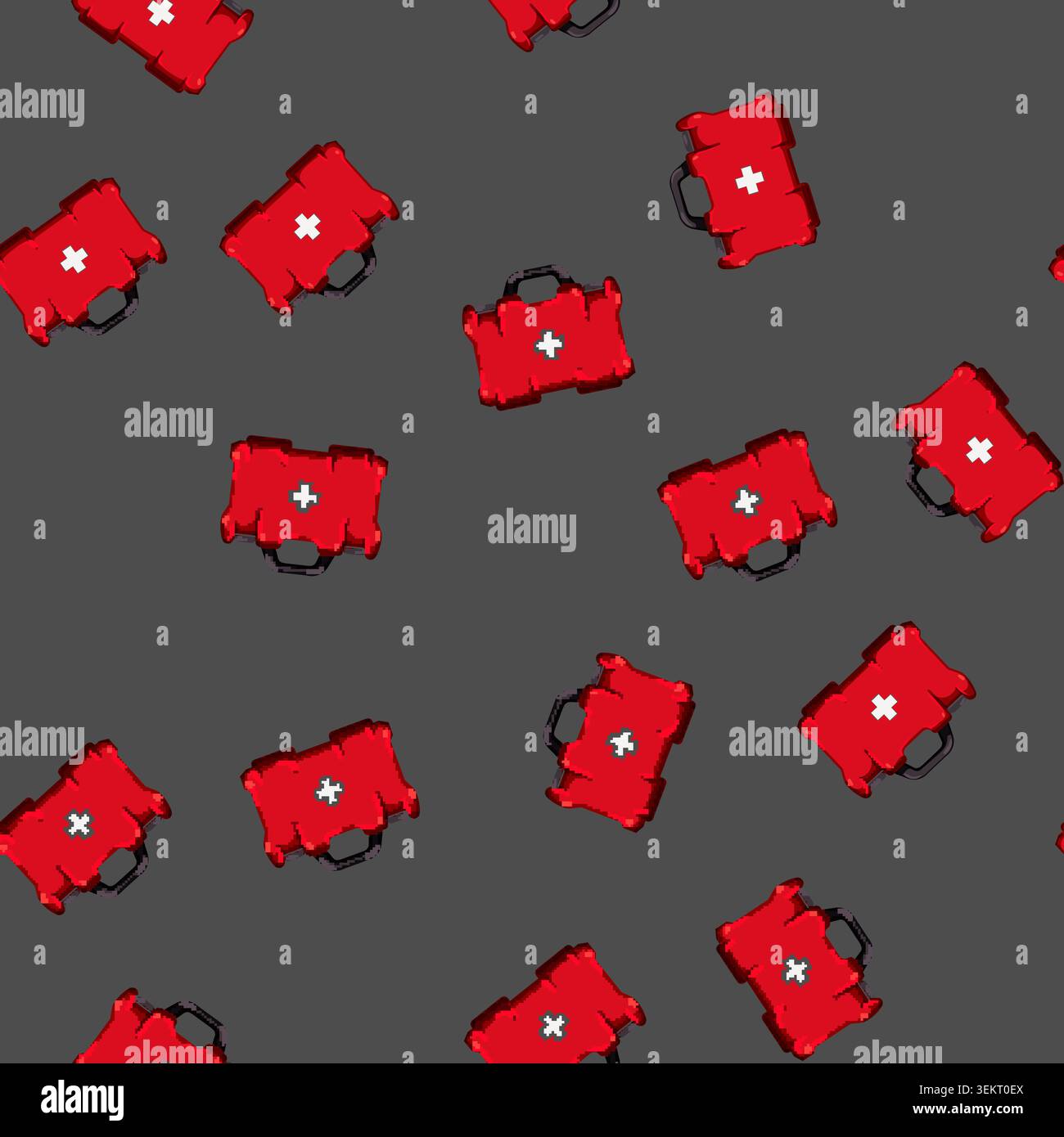 seamless pattern cross first aid kit cartoon vector Stock Vector