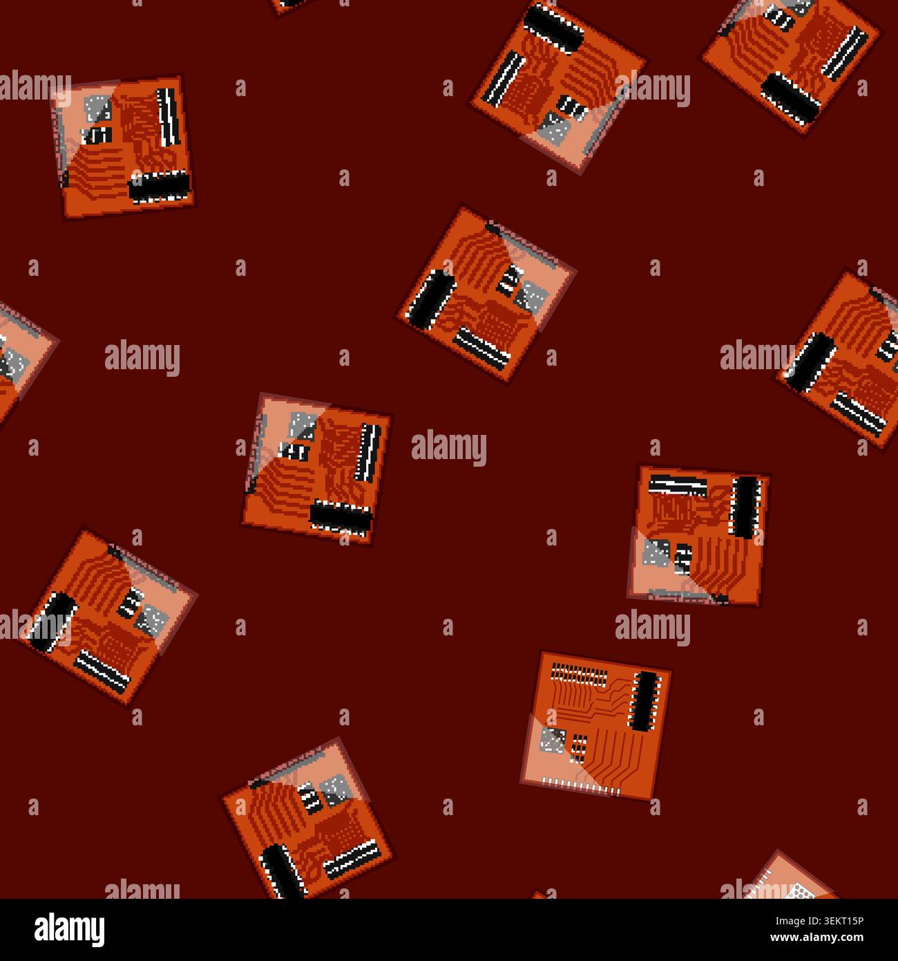 seamless pattern microcontroller microcontroller cartoon vector Stock Vector