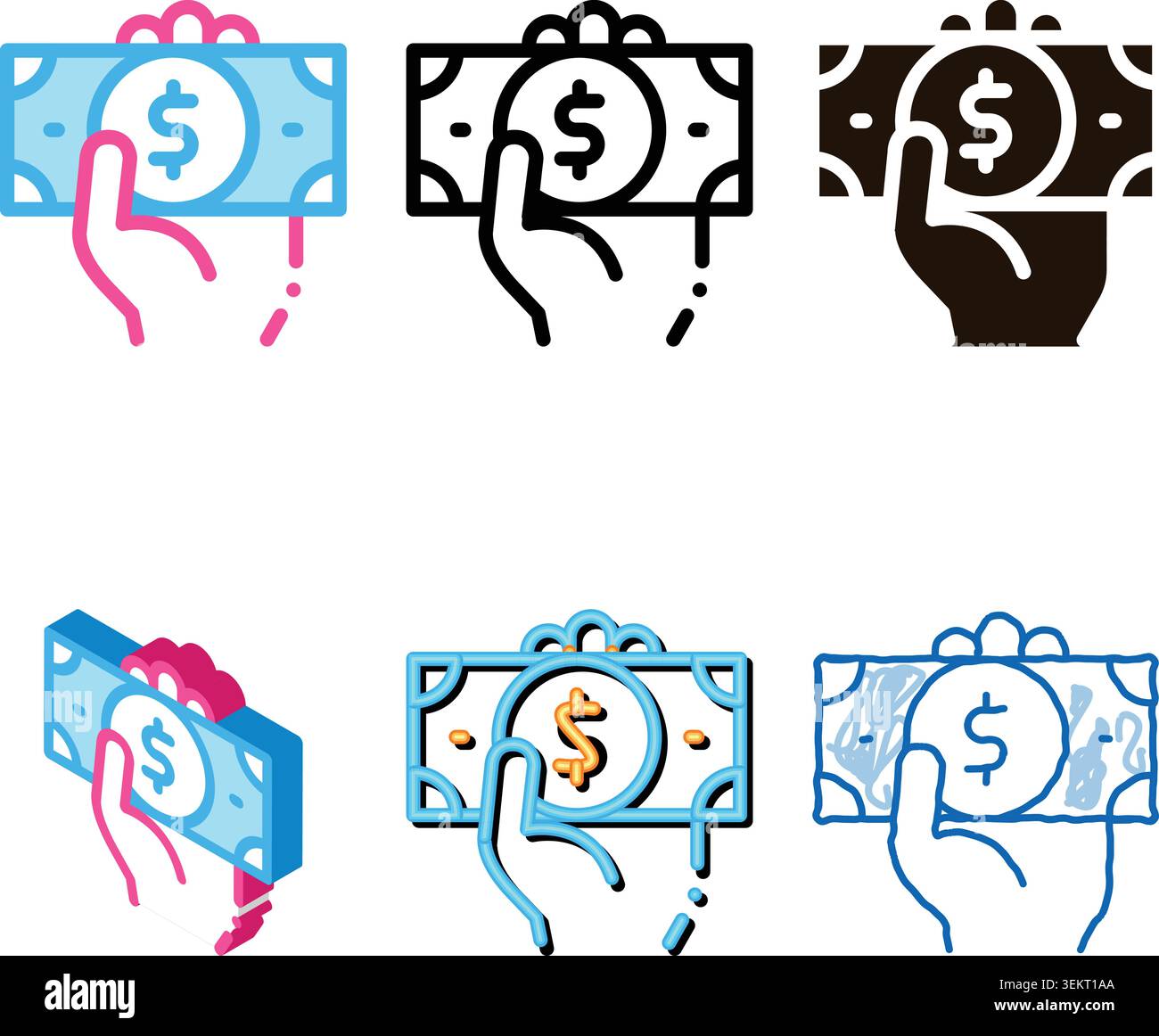 volunteers support money vector thin line icon styleset Stock Vector