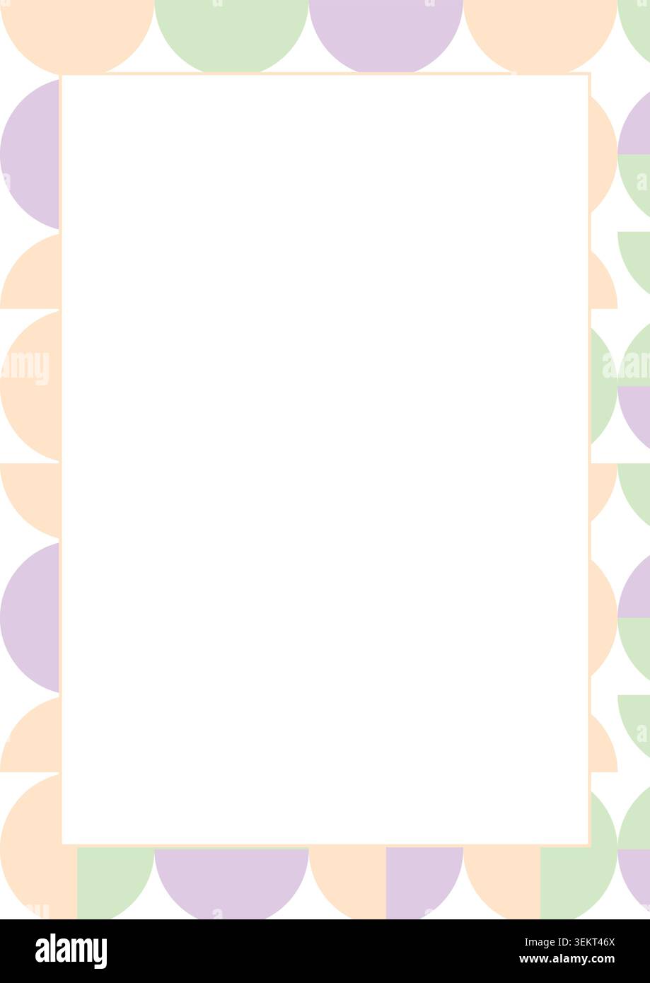 Decorative rectangle frame vector illustration featuring soft pastel circles. Stock Vector