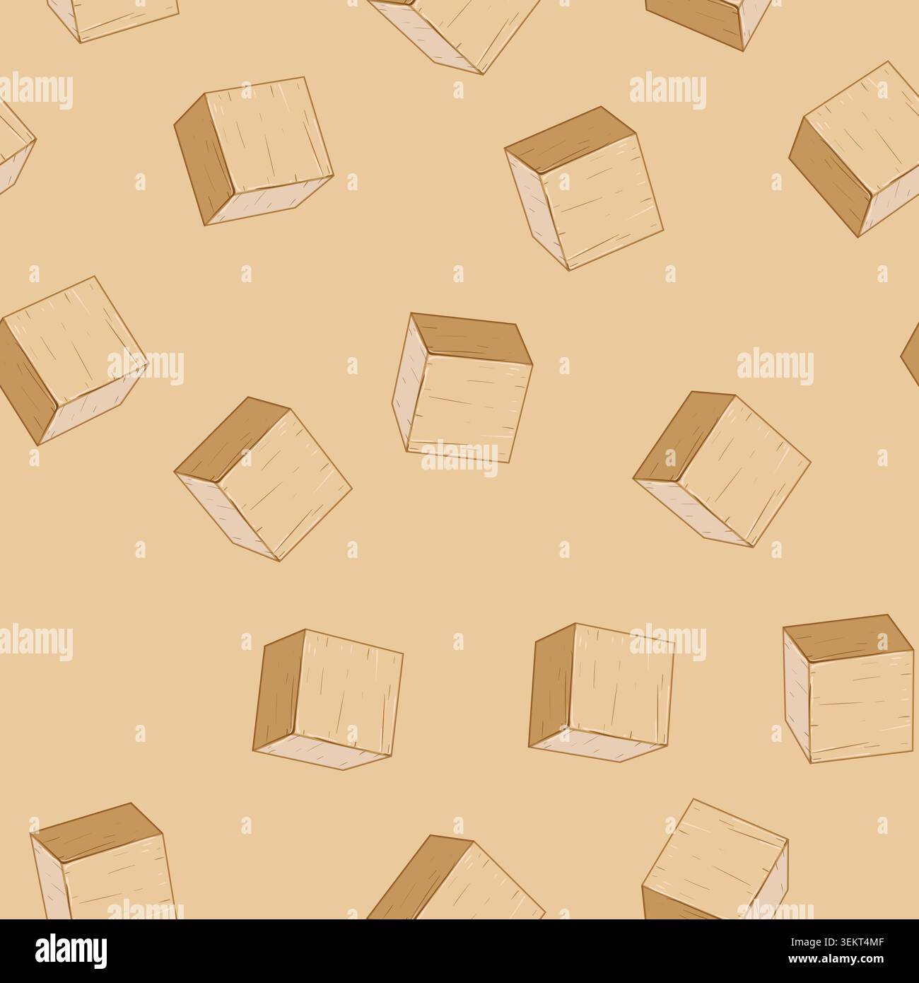 seamless pattern build wooden blocks cartoon vector Stock Vector