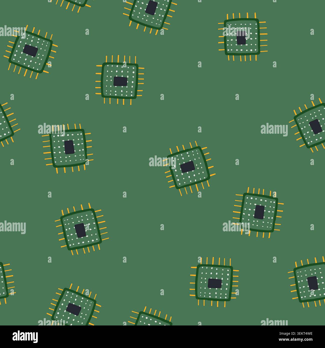seamless pattern silintegrated microchip cartoon vector Stock Vector