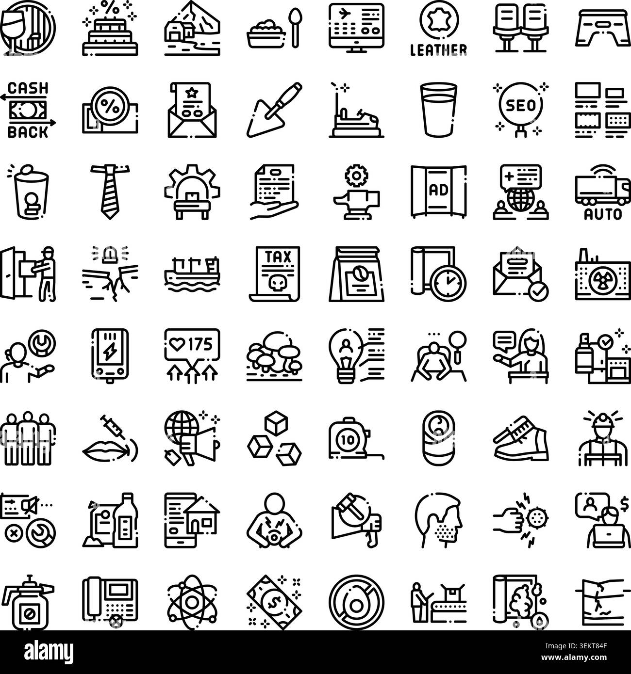 Miscellaneous outline icons set for web design Stock Vector