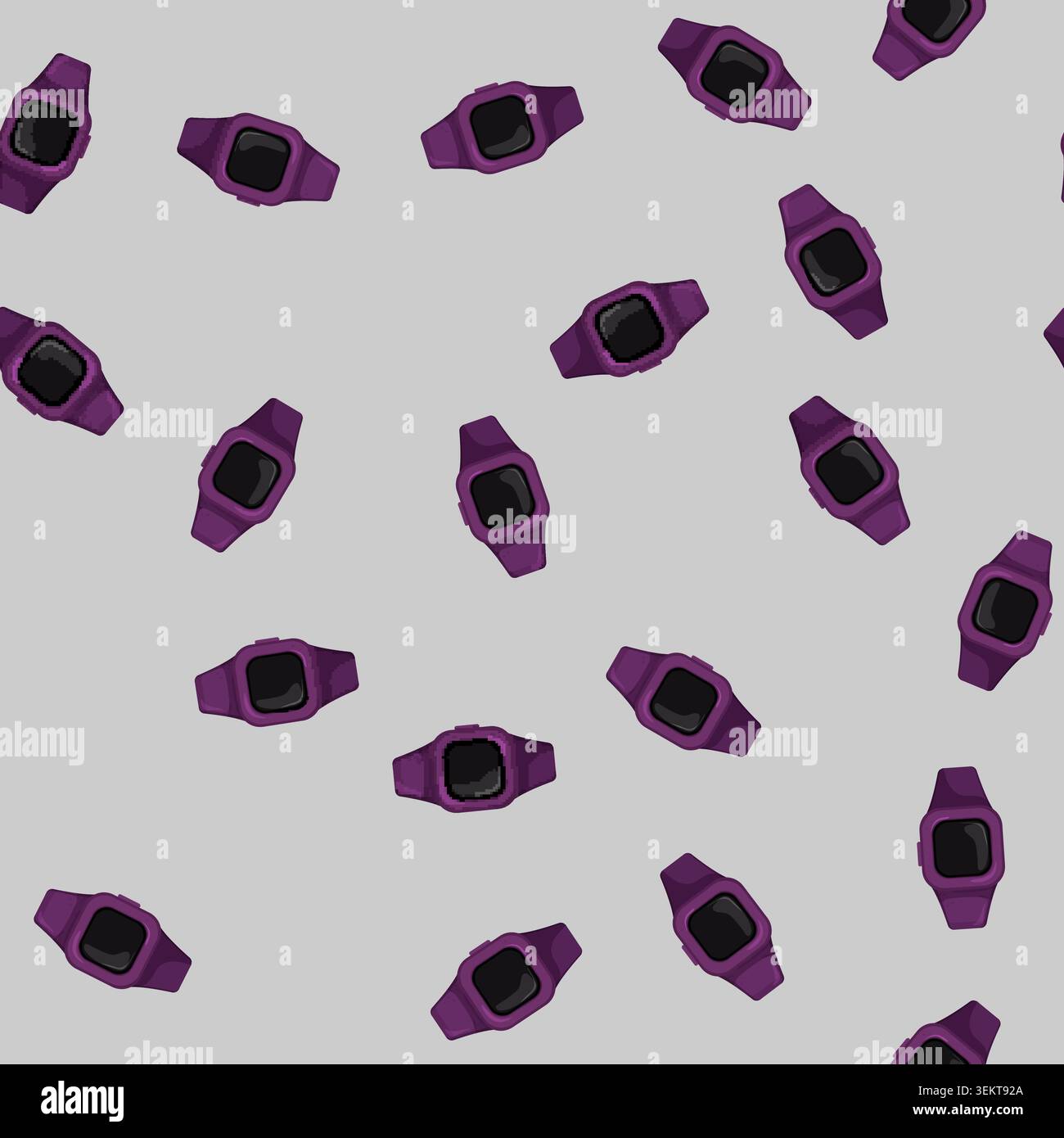 seamless pattern fitness watch tracker cartoon vector Stock Vector