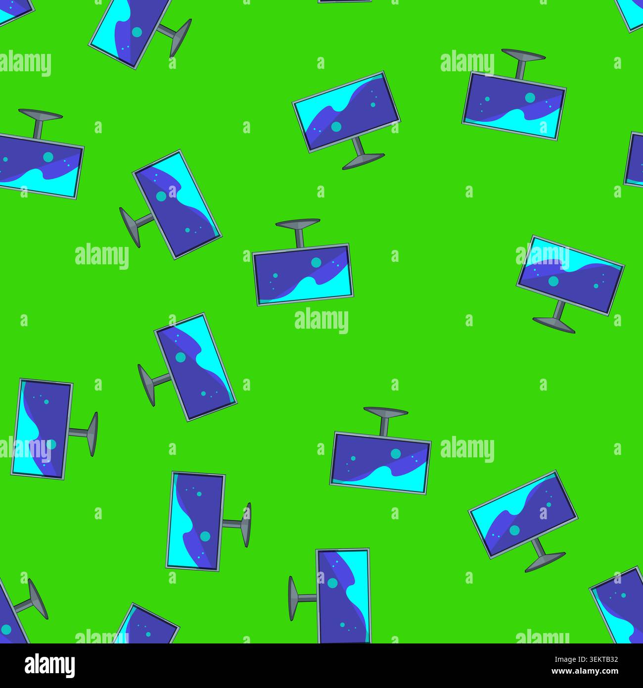 seamless pattern desktop monitor pc cartoon vector Stock Vector