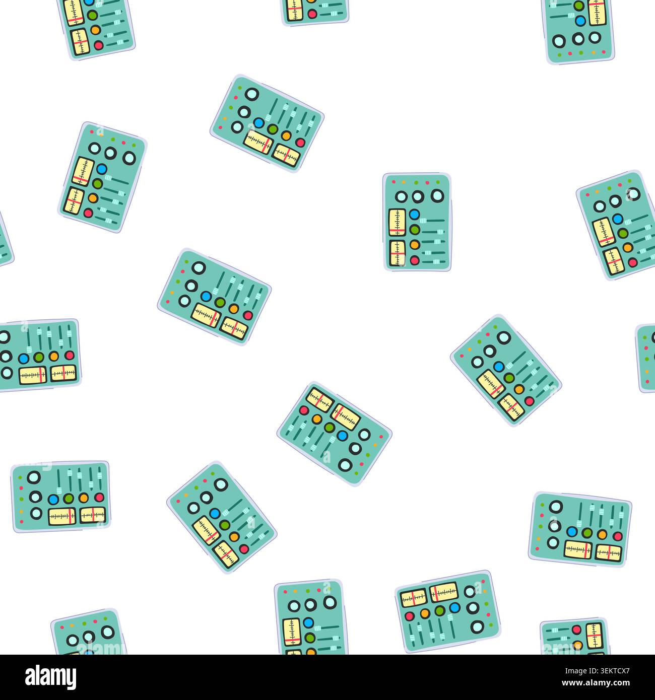 pattern levers retro control panel cartoon vector Stock Vector