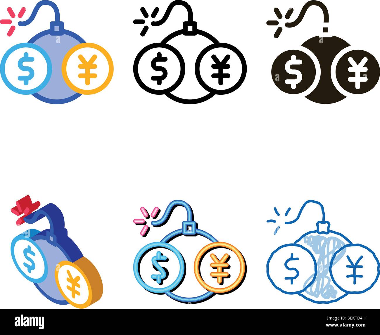 currency trading simplified bomb icon vector outline Stock Vector