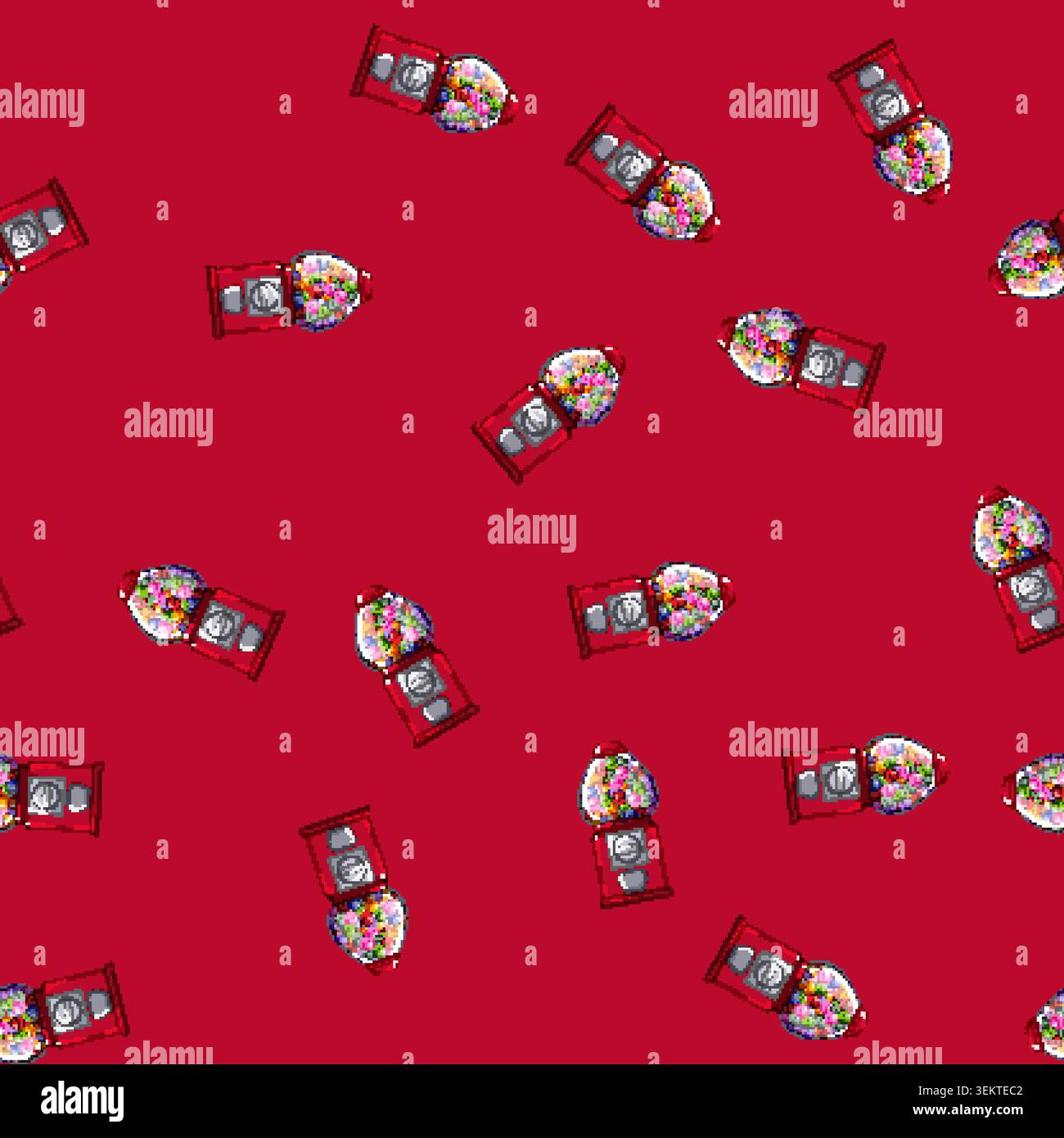 seamless pattern gum bubblegum machine cartoon vector Stock Vector