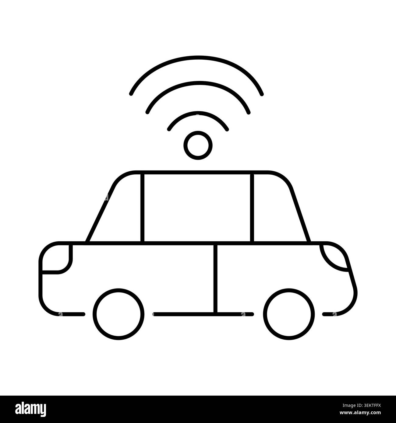 Car icon with radio wave symbols. Vector pictogram for autonomous ...