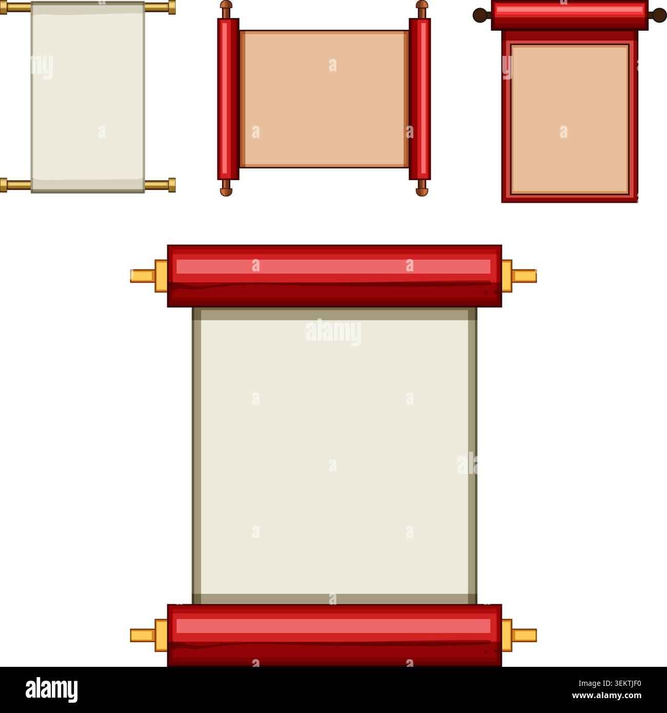 Old traditional paper scrolls for document and message Stock Vector