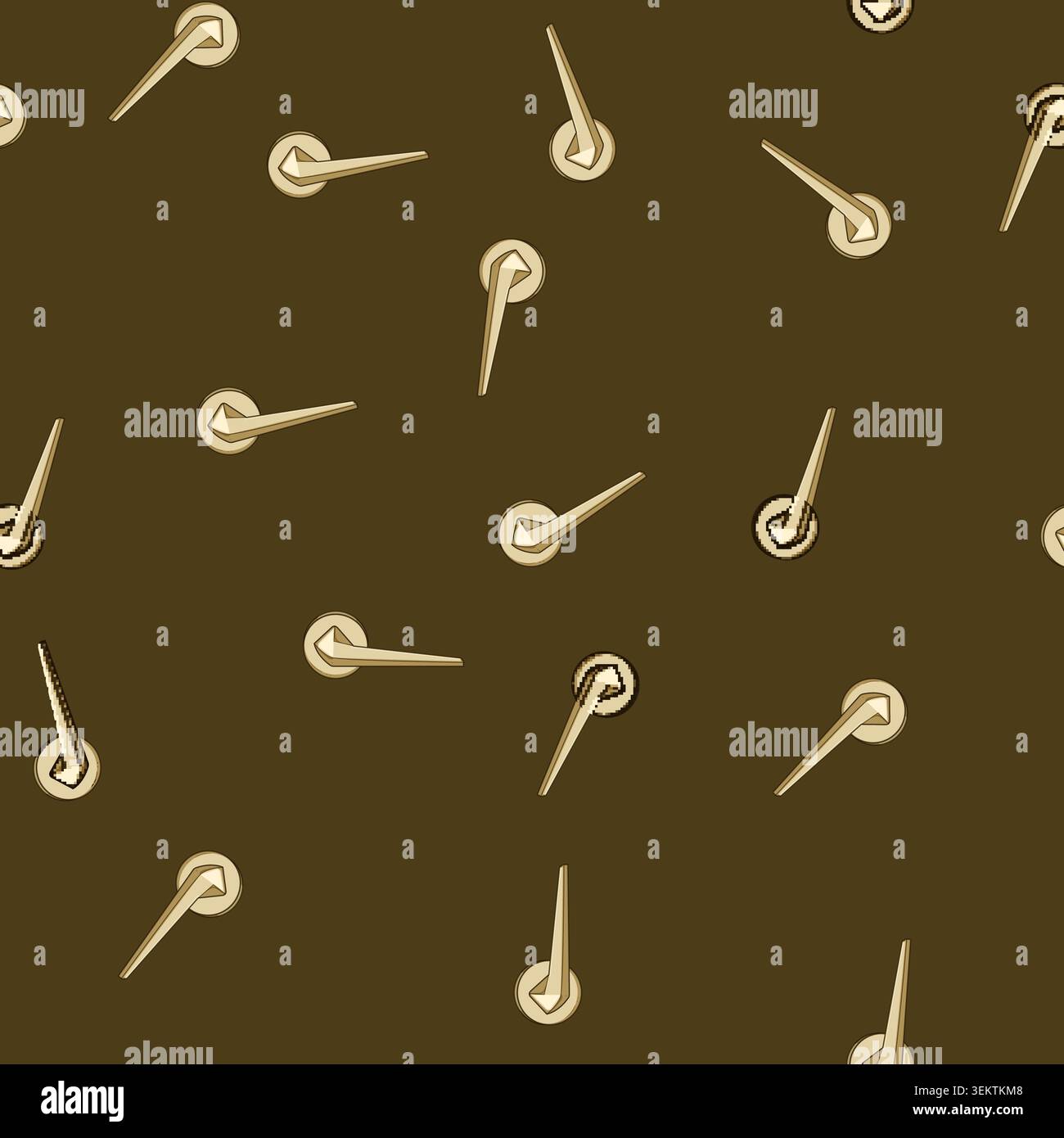 seamless pattern Modern golden door handle with sharp design Stock Vector