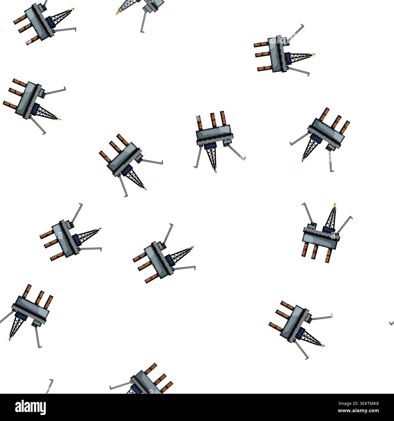 pattern production oil rig cartoon vector Stock Vector