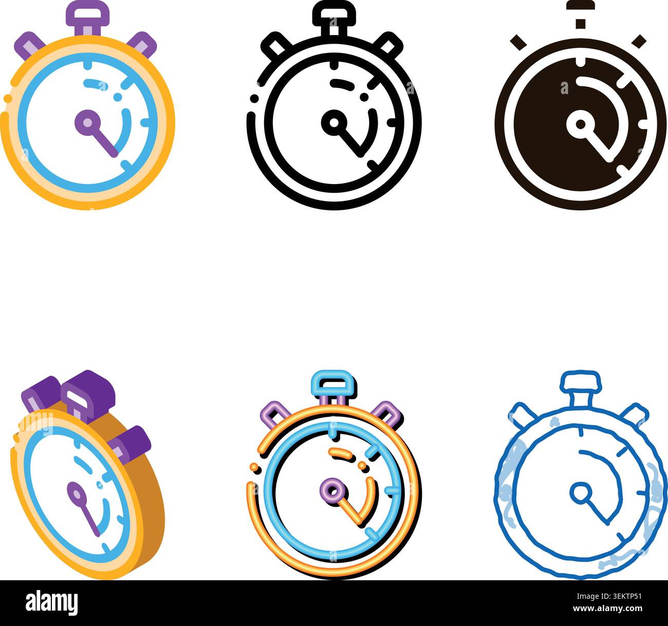 laundry service stop watch vector thin variations line icon Stock Vector