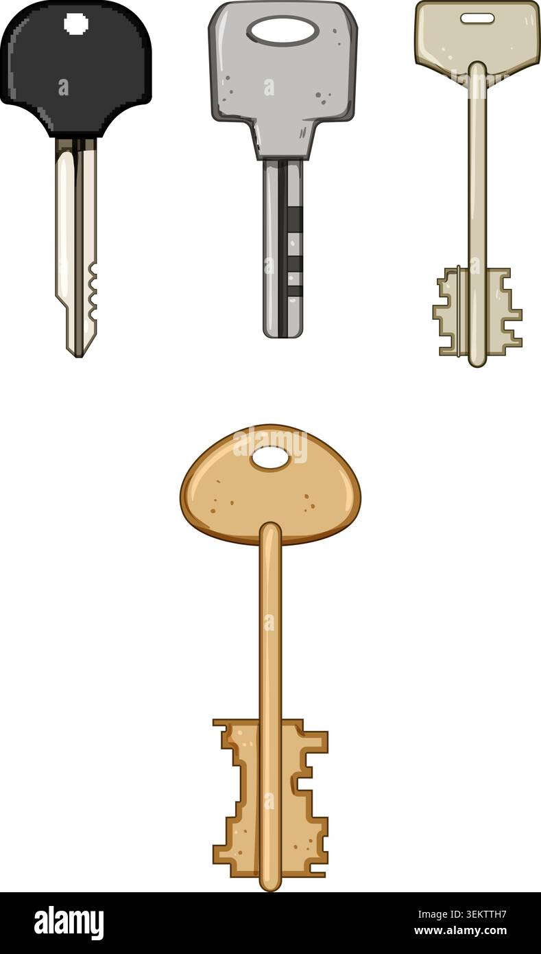 Different types of keys illustrating security access solutions Stock Vector