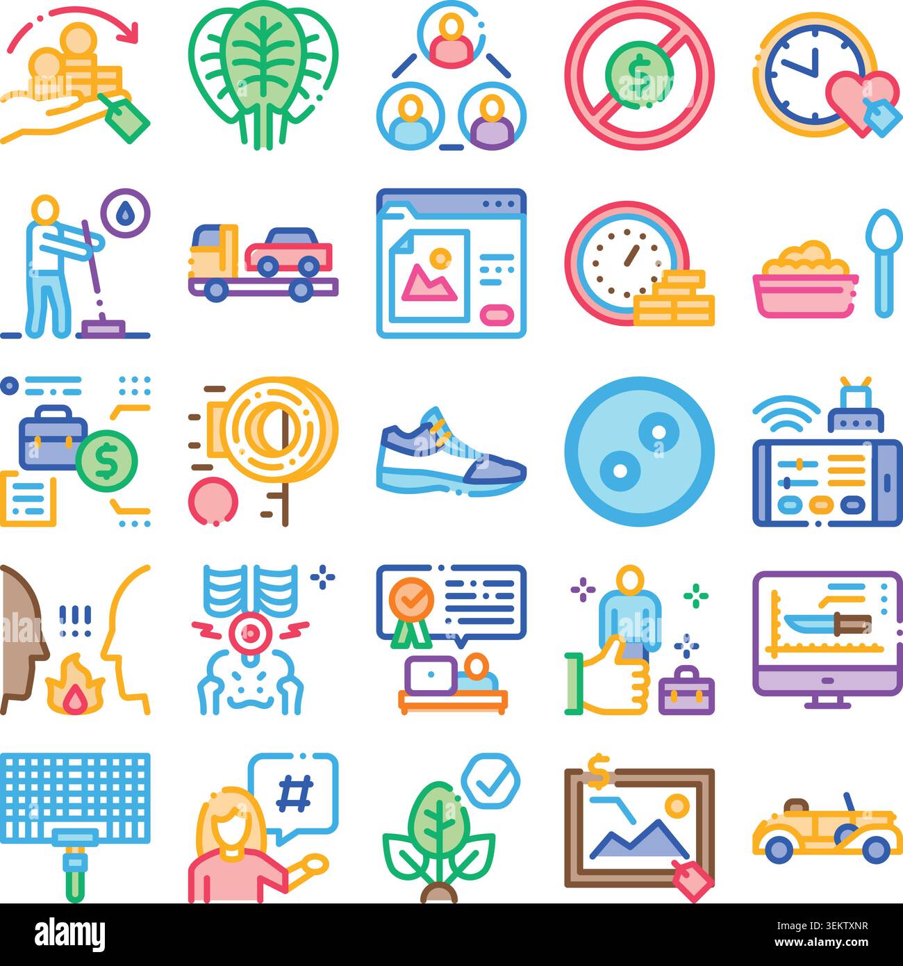 Diverse vector icon set illustrating various concepts Stock Vector