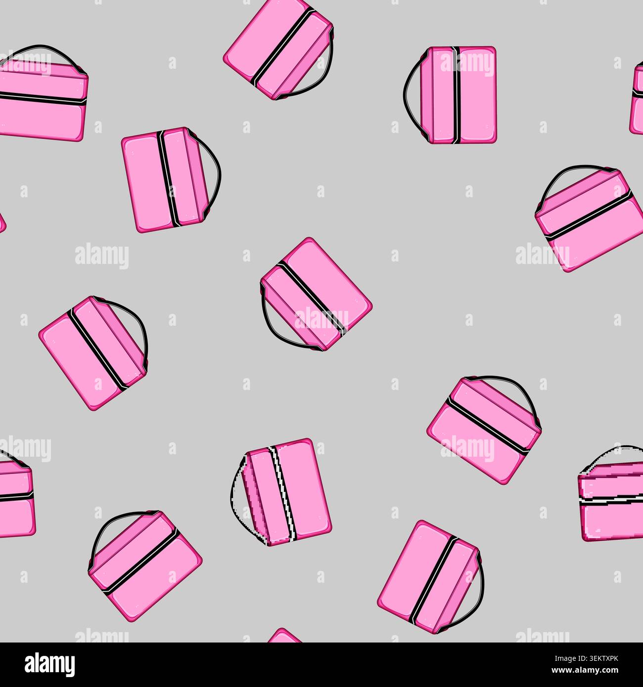 seamless pattern compact makeup bag cartoon vector Stock Vector