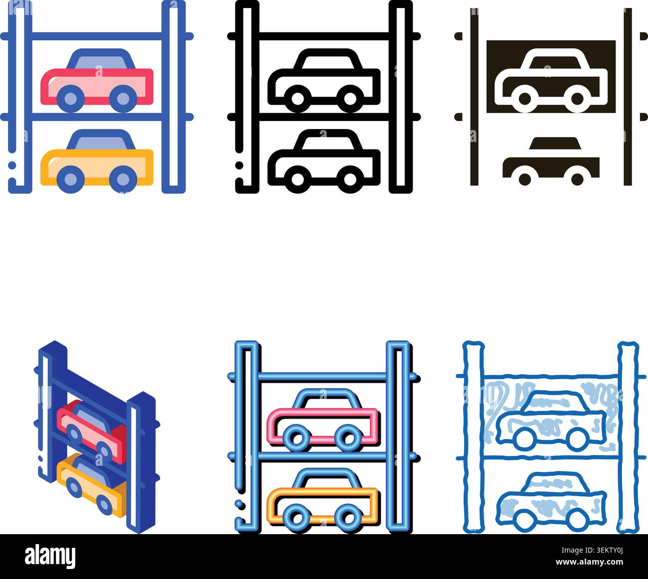 multi-storey parking icon pack vector outline Stock Vector