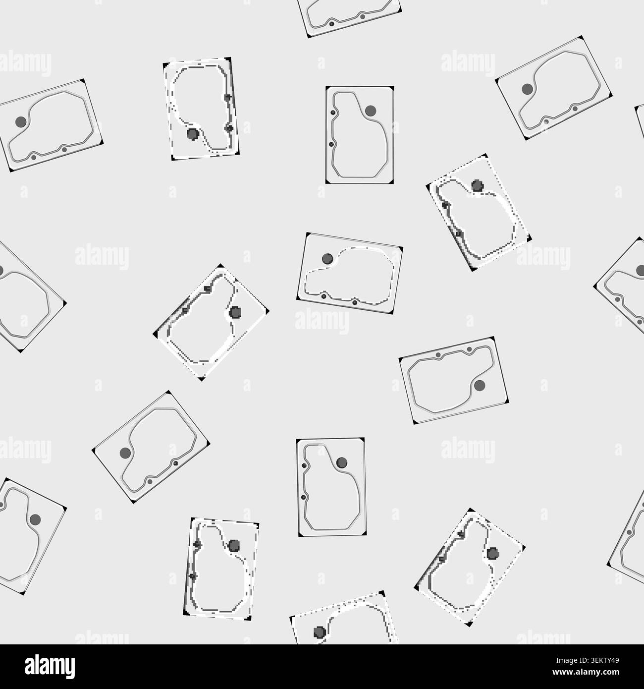 seamless pattern data hard drive cartoon vector Stock Vector