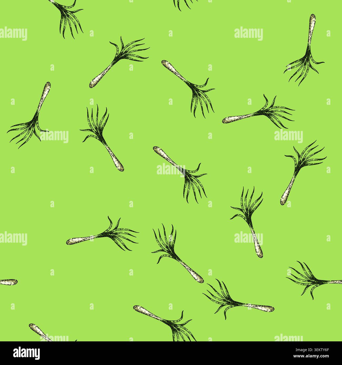 pattern plant lemongrass sketch hand drawn Stock Vector