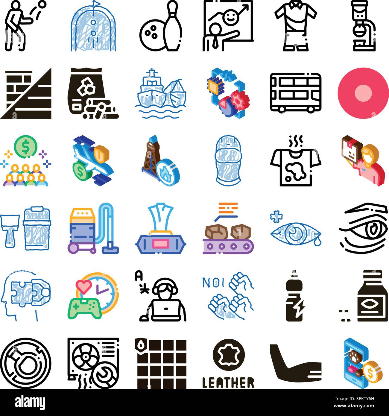 Collection of various modern and conceptual icon sets Stock Vector
