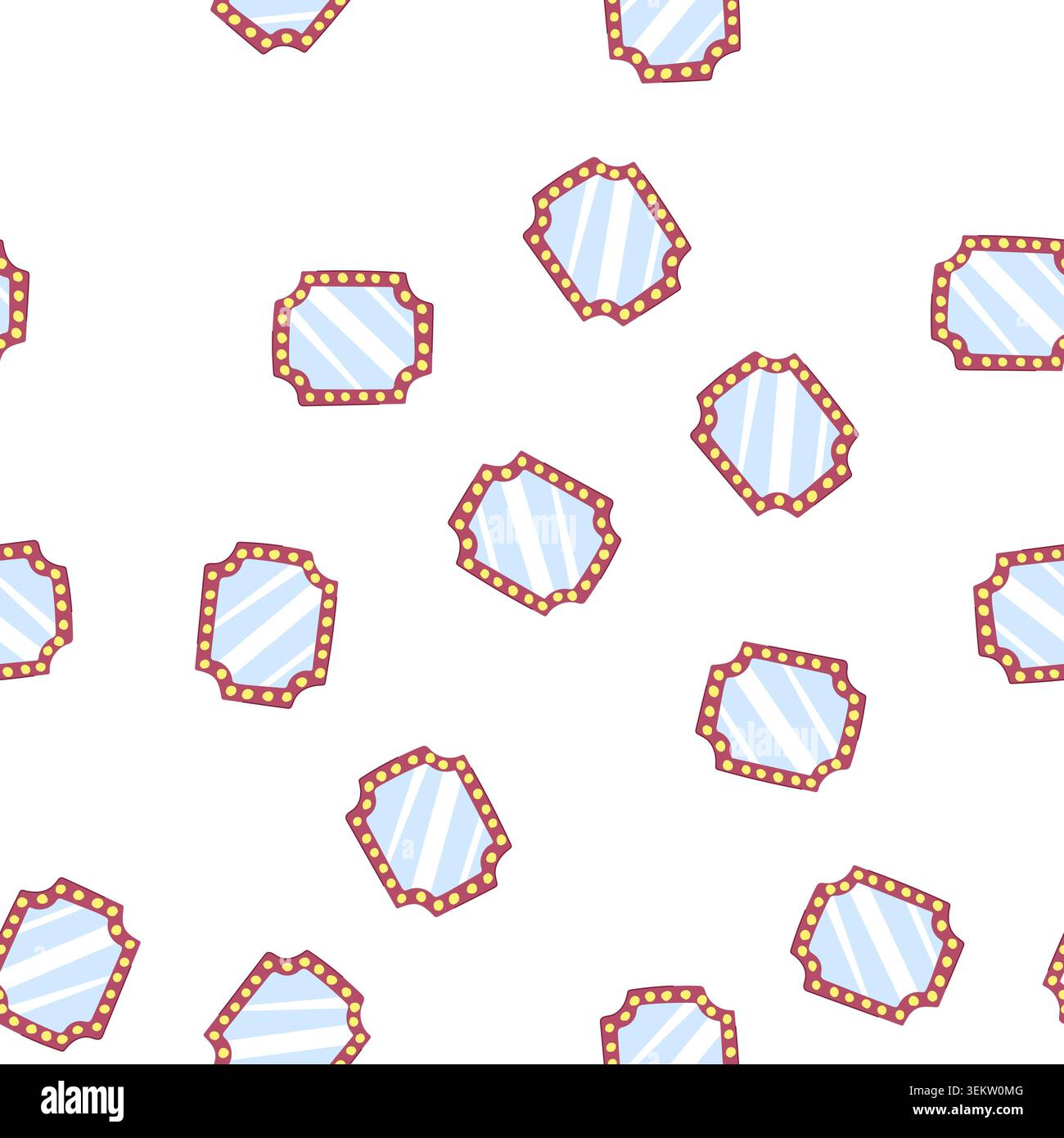 pattern beauty makeup mirror frame cartoon vector Stock Vector