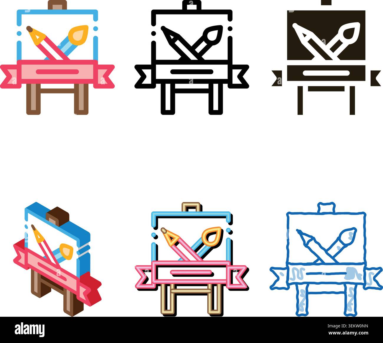 diversity student painting lesson icon vector outline Stock Vector