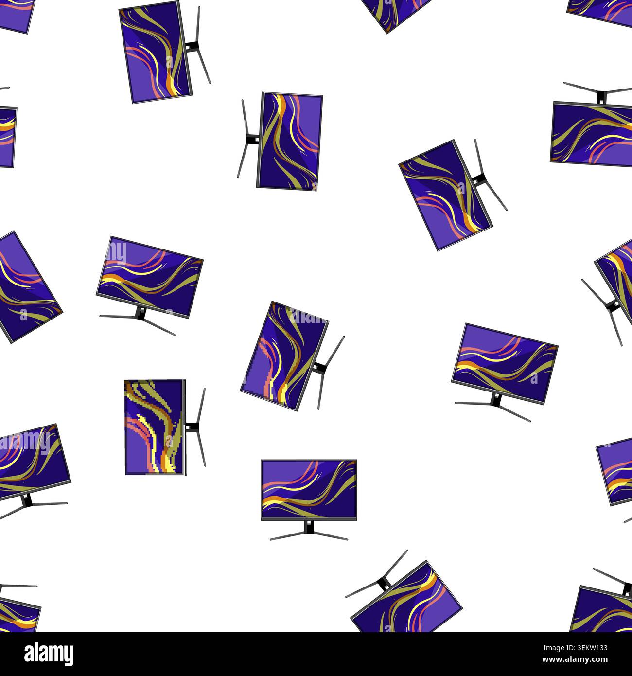pattern internet monitor pc gaming cartoon vector Stock Vector