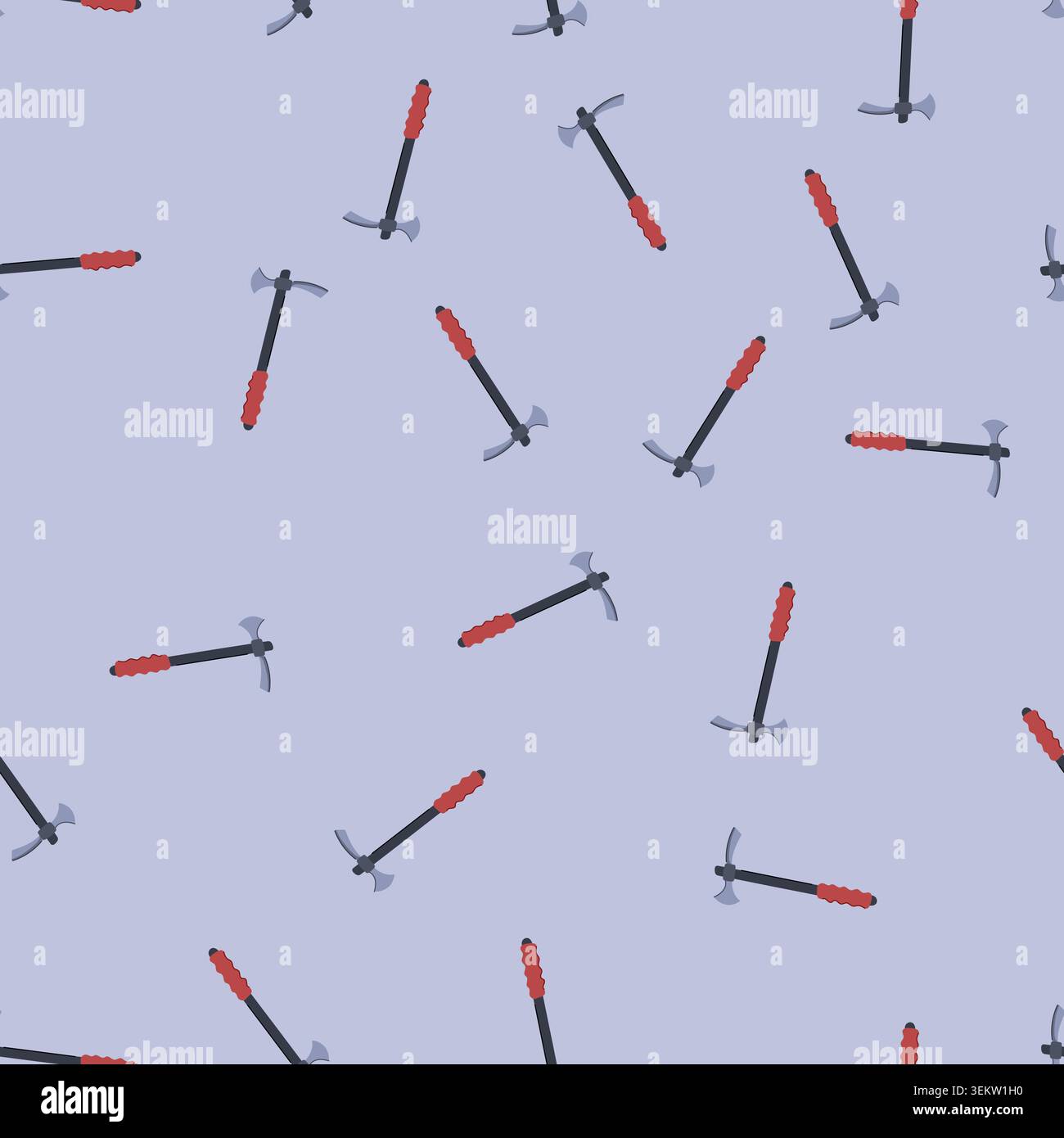 seamless pattern silhouette pickaxe cartoon vector Stock Vector
