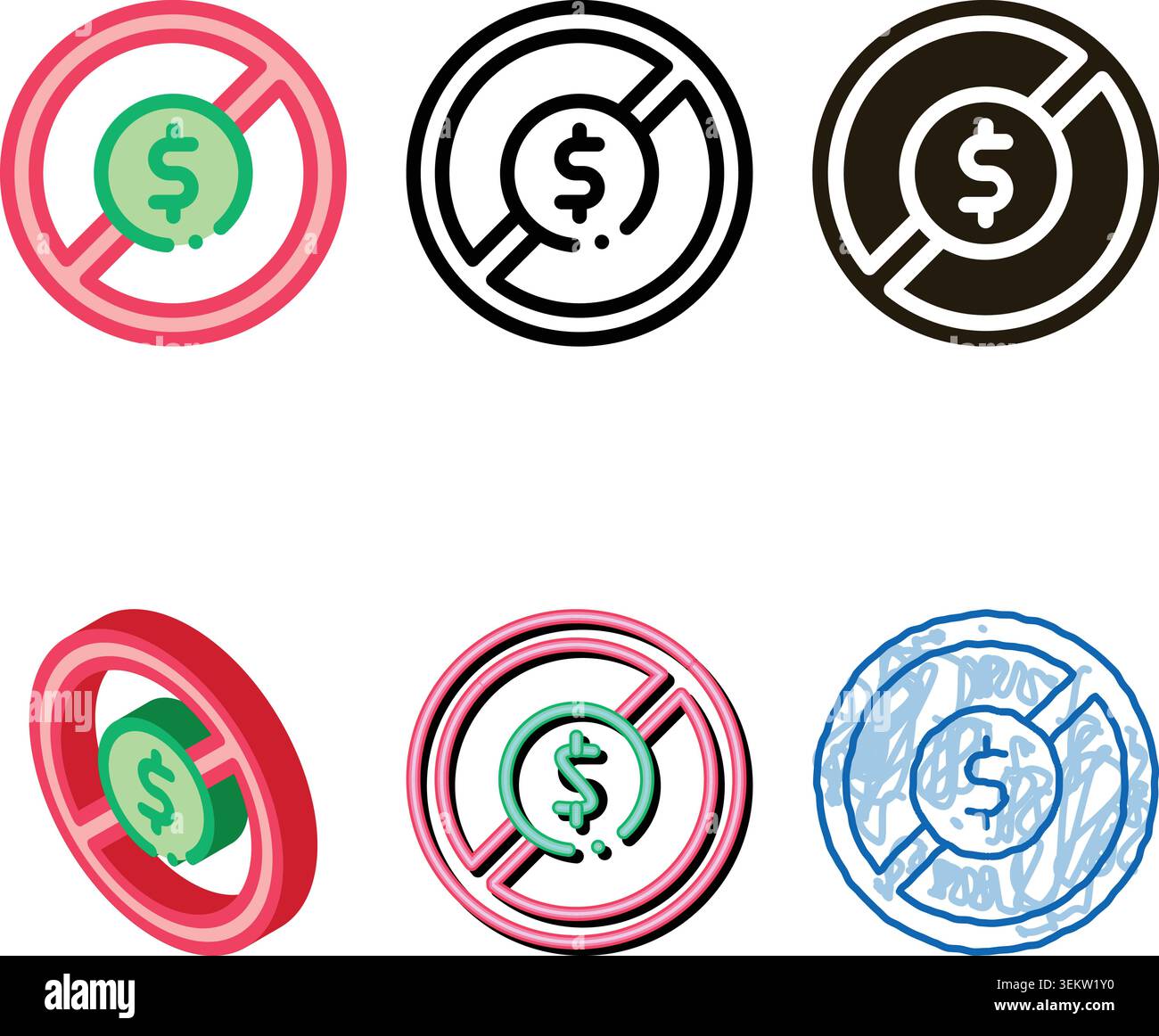 dollar pack banknote ban icon vector outline Stock Vector