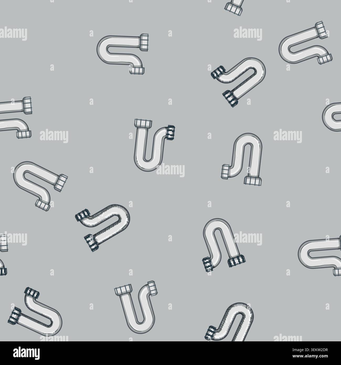 seamless pattern installation waste drain trap cartoon vector Stock Vector