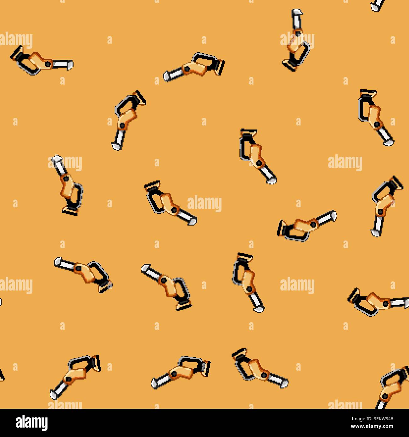 seamless pattern cut chainsaw cartoon vector Stock Vector