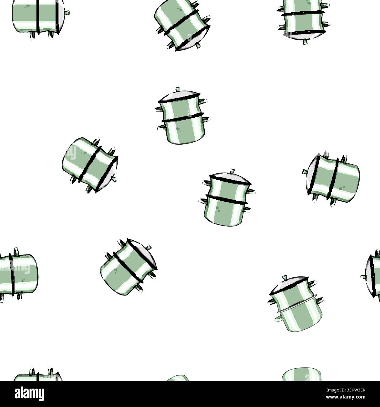 pattern kitchen steamer pot cartoon vector Stock Vector