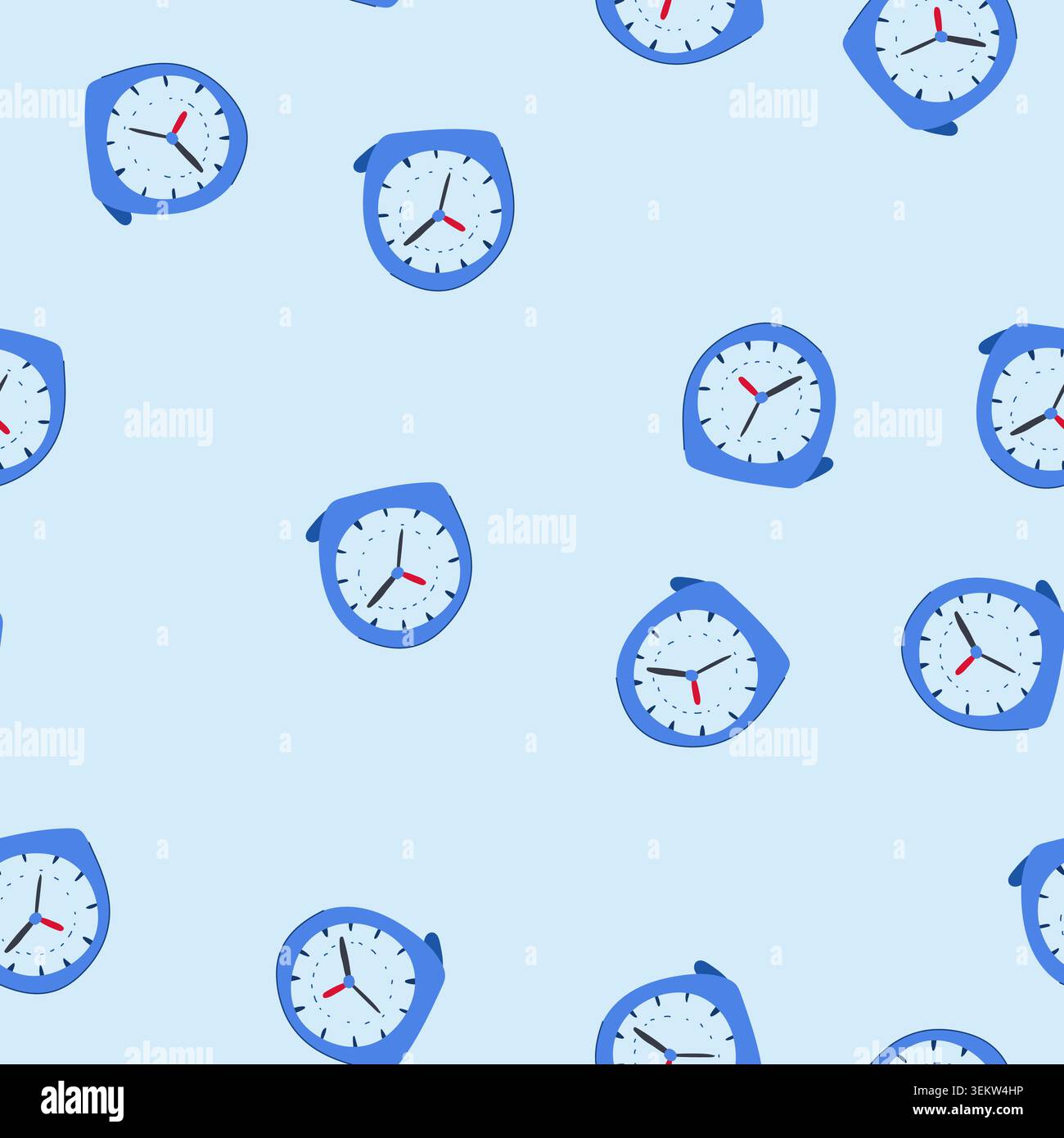 seamless pattern lightweight travel alarm clock cartoon vector Stock Vector