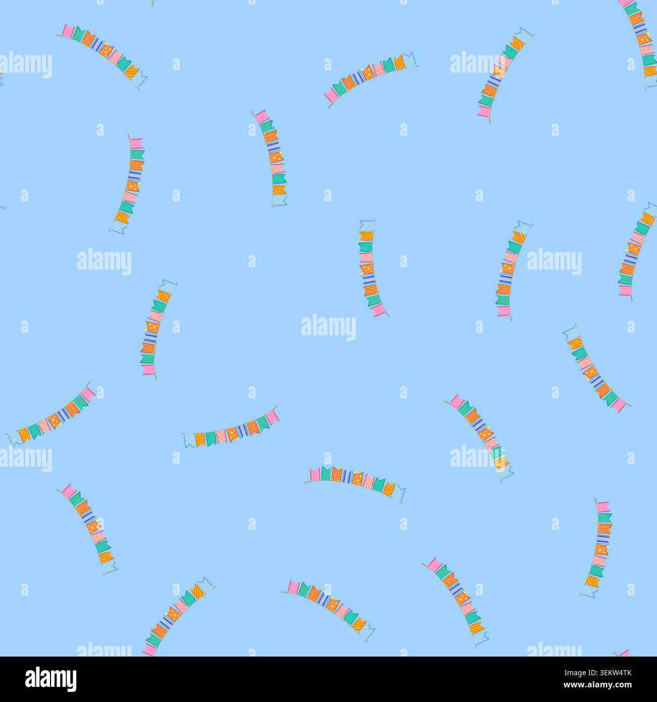 seamless pattern decor birthday flags cartoon vector Stock Vector
