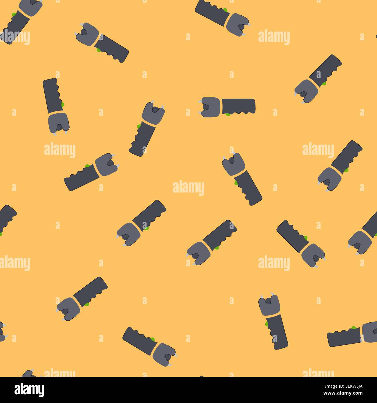 seamless pattern weapon taser gun cartoon vector Stock Vector