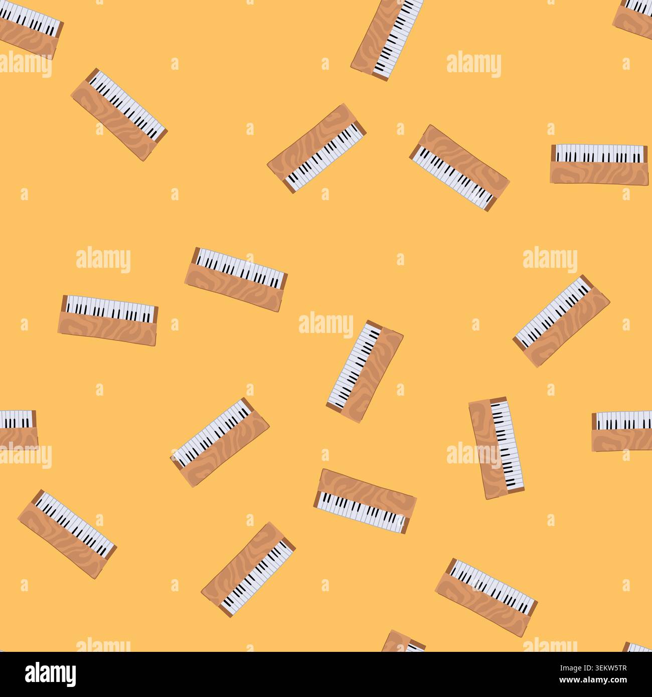 seamless pattern keys piano cartoon vector Stock Vector