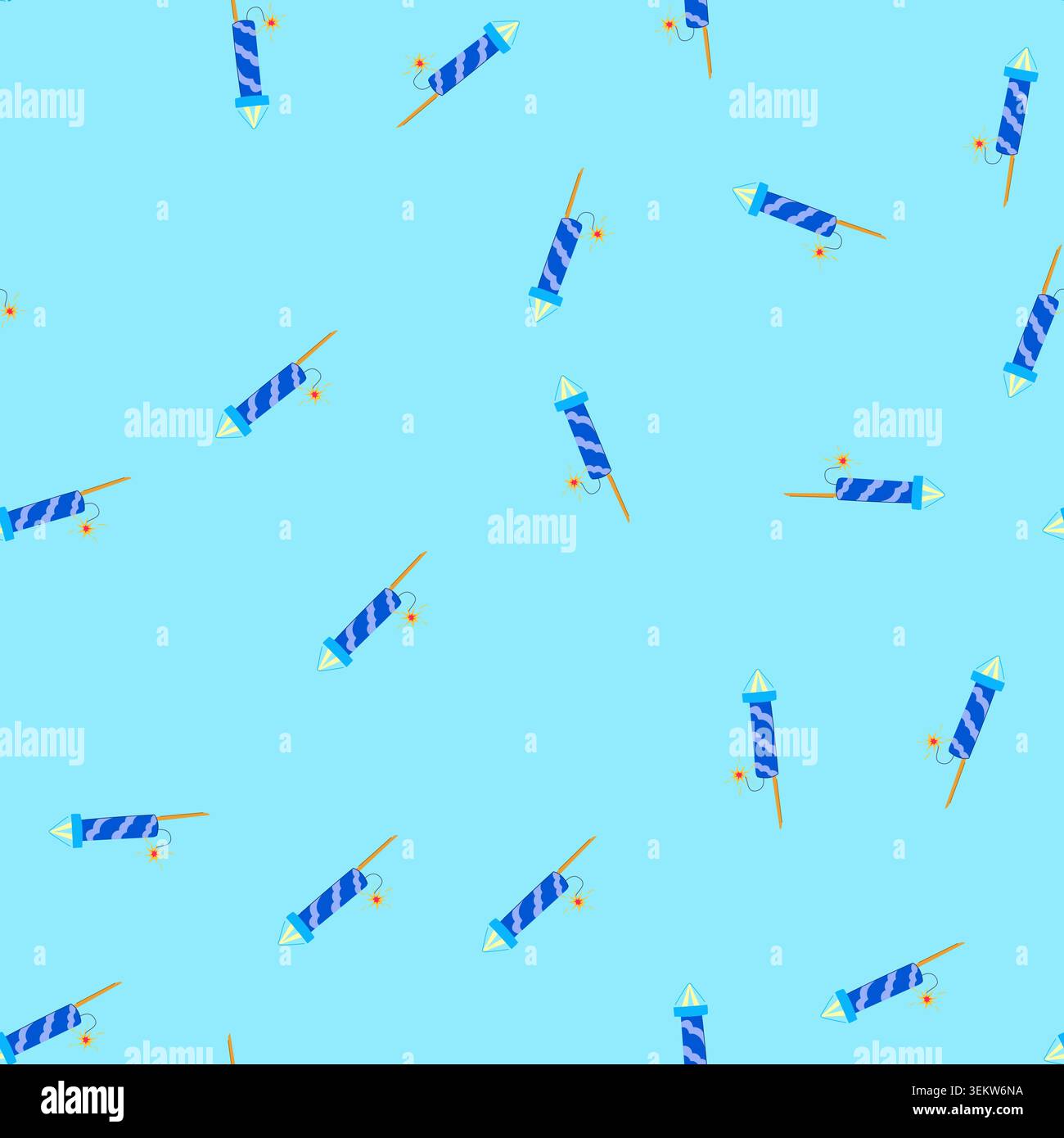 seamless pattern new firework rocket cartoon vector Stock Vector