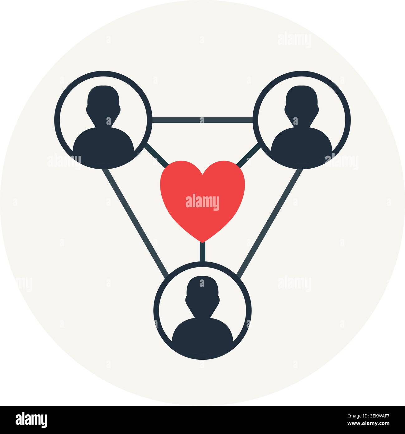 Community hub icon with a central heart symbol connecting people ...