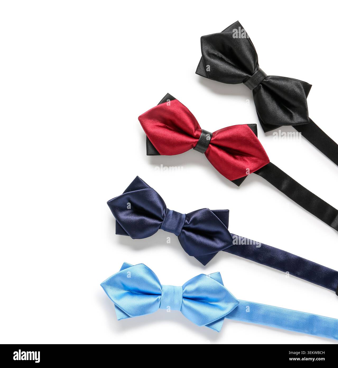 Different stylish bow ties on white background Stock Photo