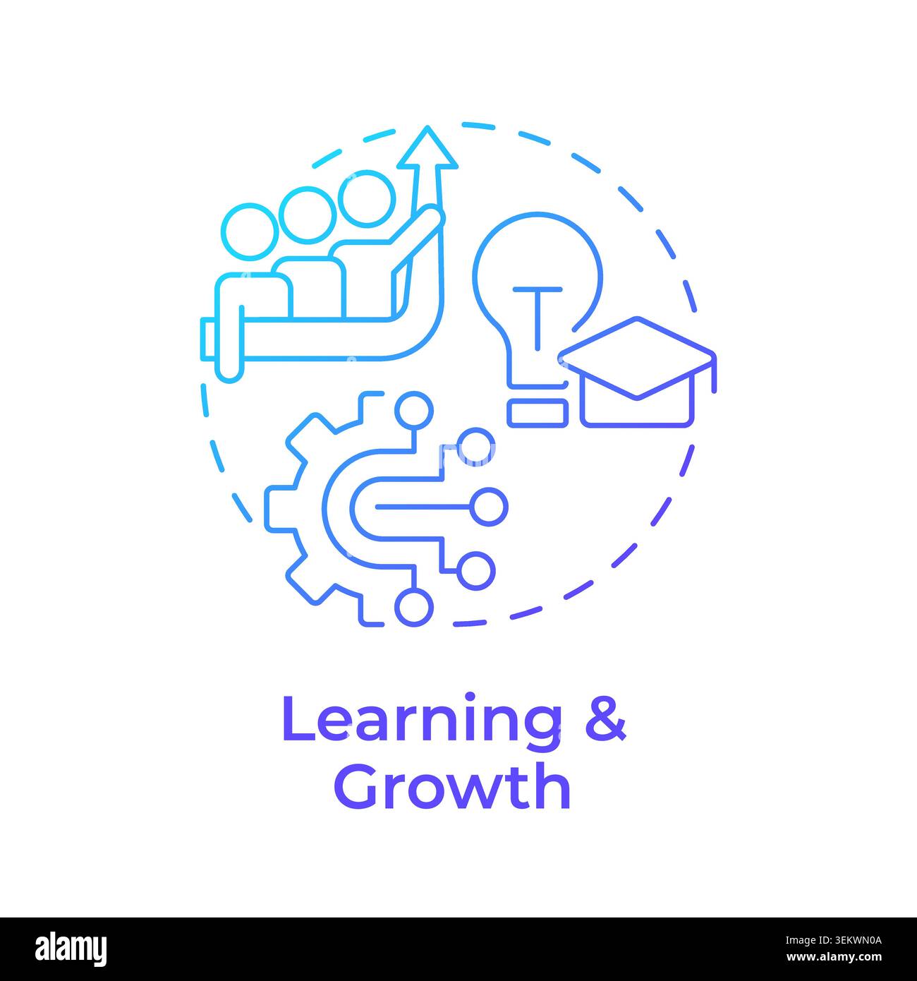 Learning and growth blue gradient concept icon Stock Vector