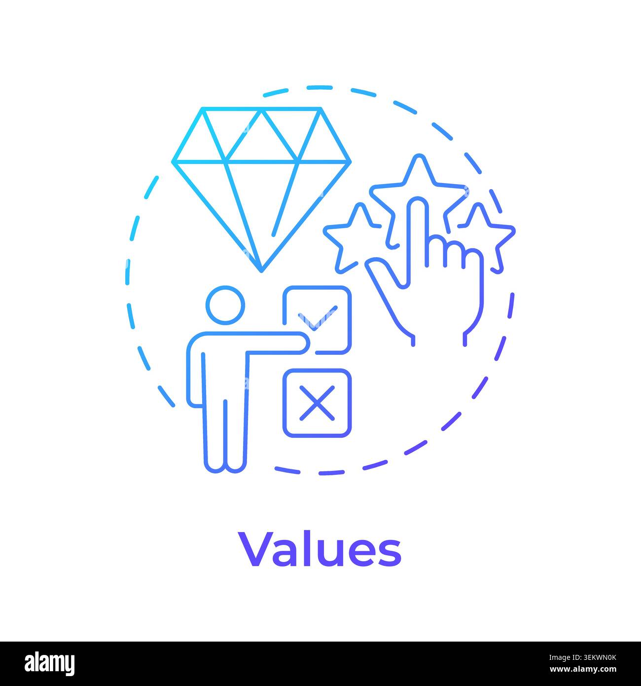 Values blue gradient concept icon Stock Vector