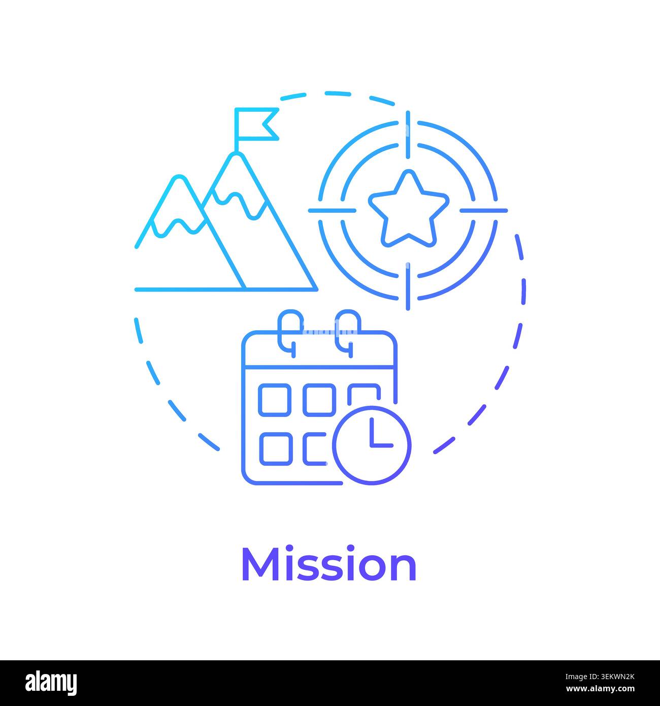Mission blue gradient concept icon Stock Vector