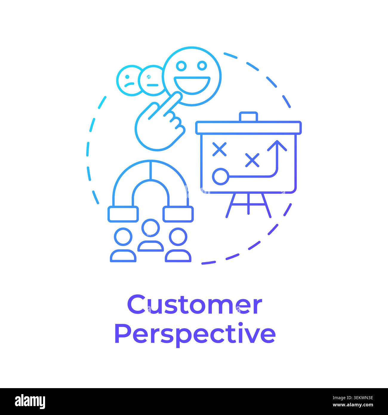 Customer perspective blue gradient concept icon Stock Vector