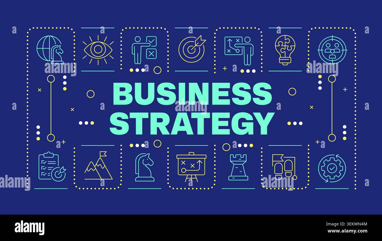 Business strategy dark blue word concept Stock Vector