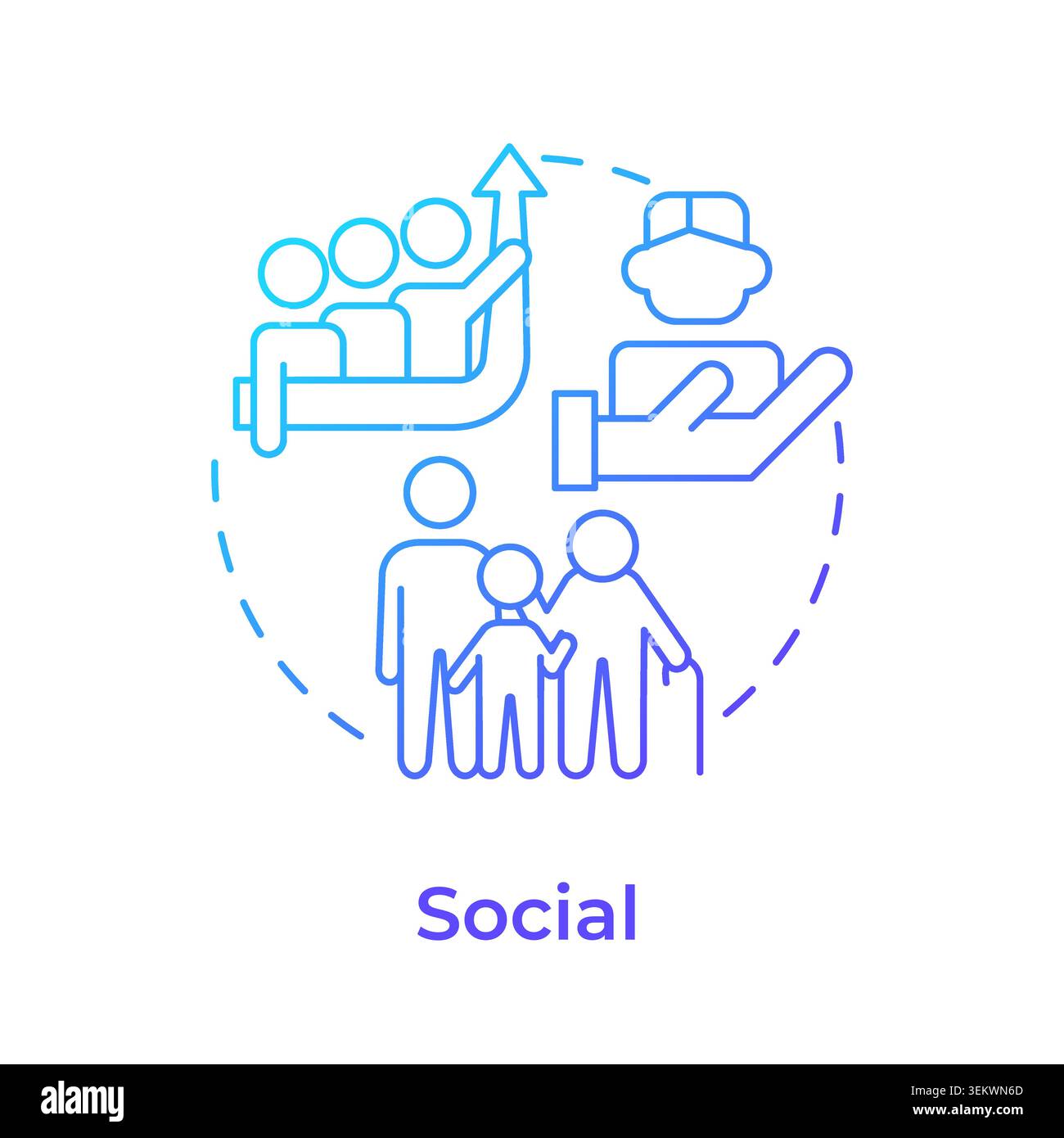 Social blue gradient concept icon Stock Vector