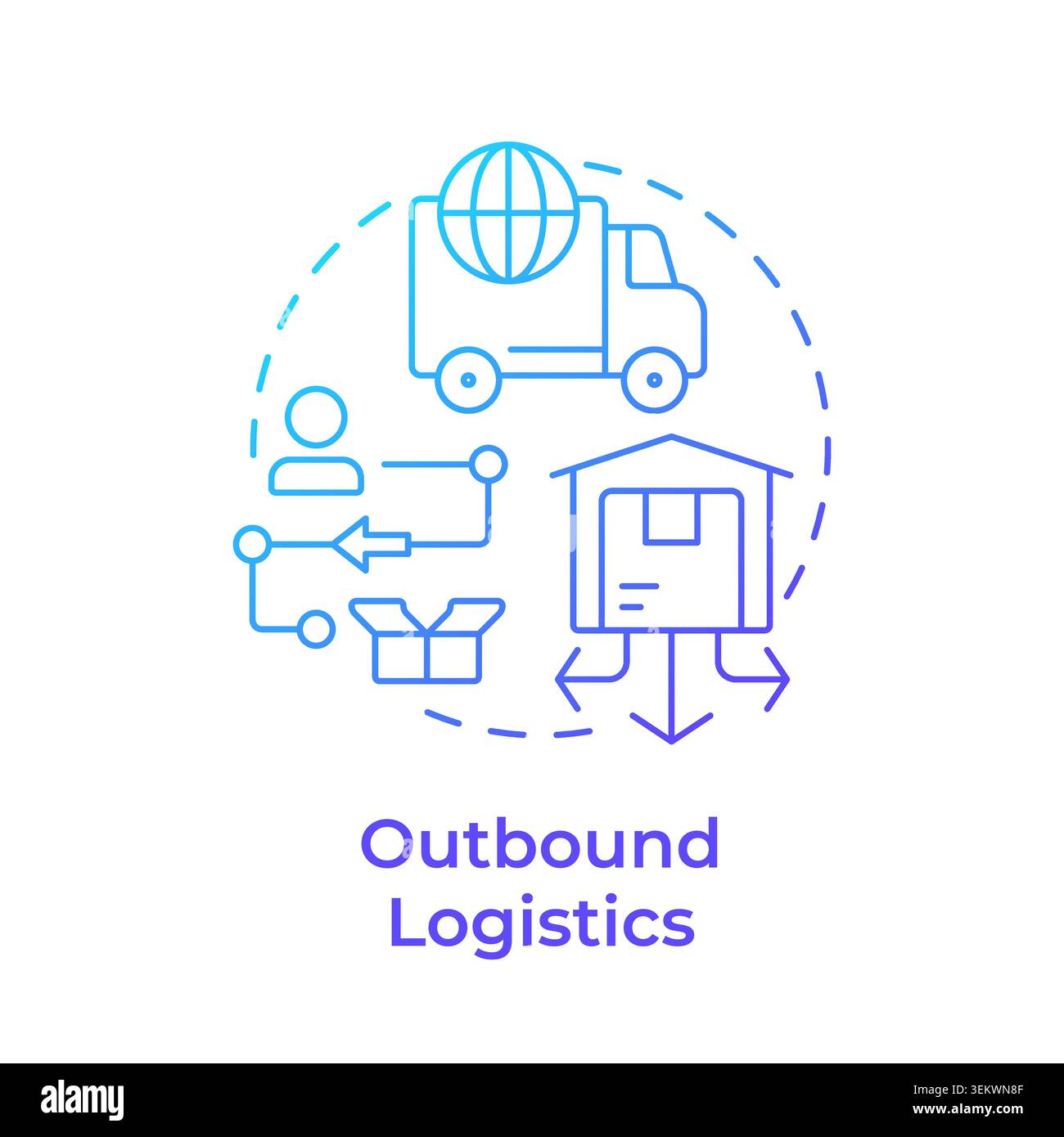 Outbound logistics blue gradient concept icon Stock Vector