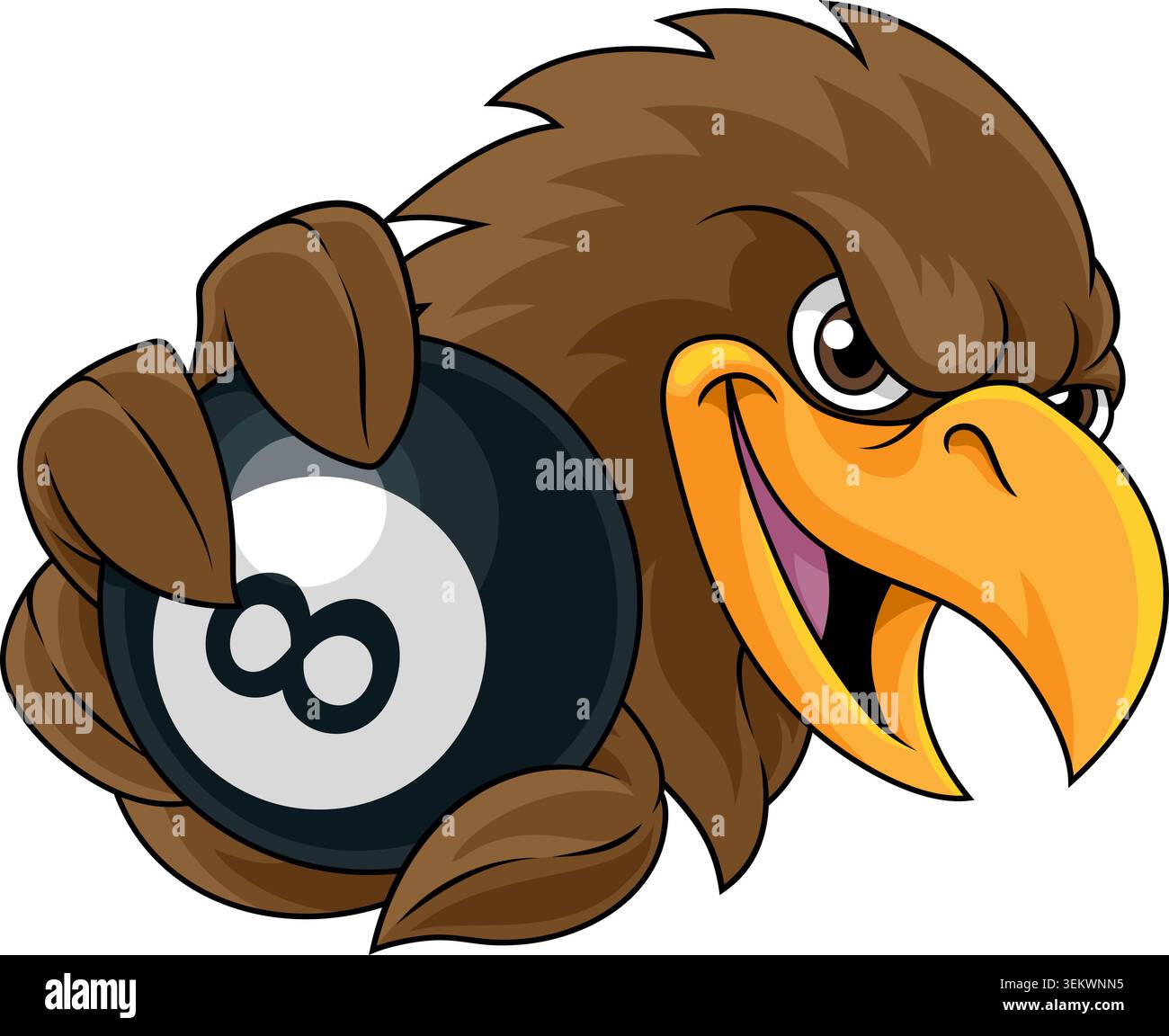 Eagle Falcon Hawk Osprey Pool Billiards Mascot Stock Vector