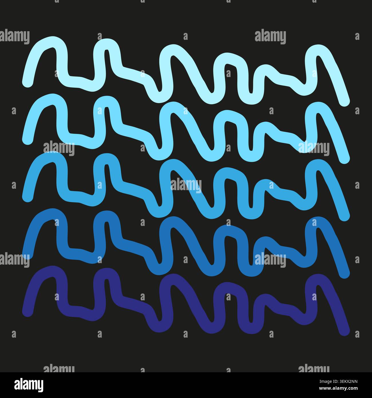 Abstract blue gradient wave lines on a dark background vector. Ideal for modern digital art and creative website backgrounds. EPS 10. Stock Vector