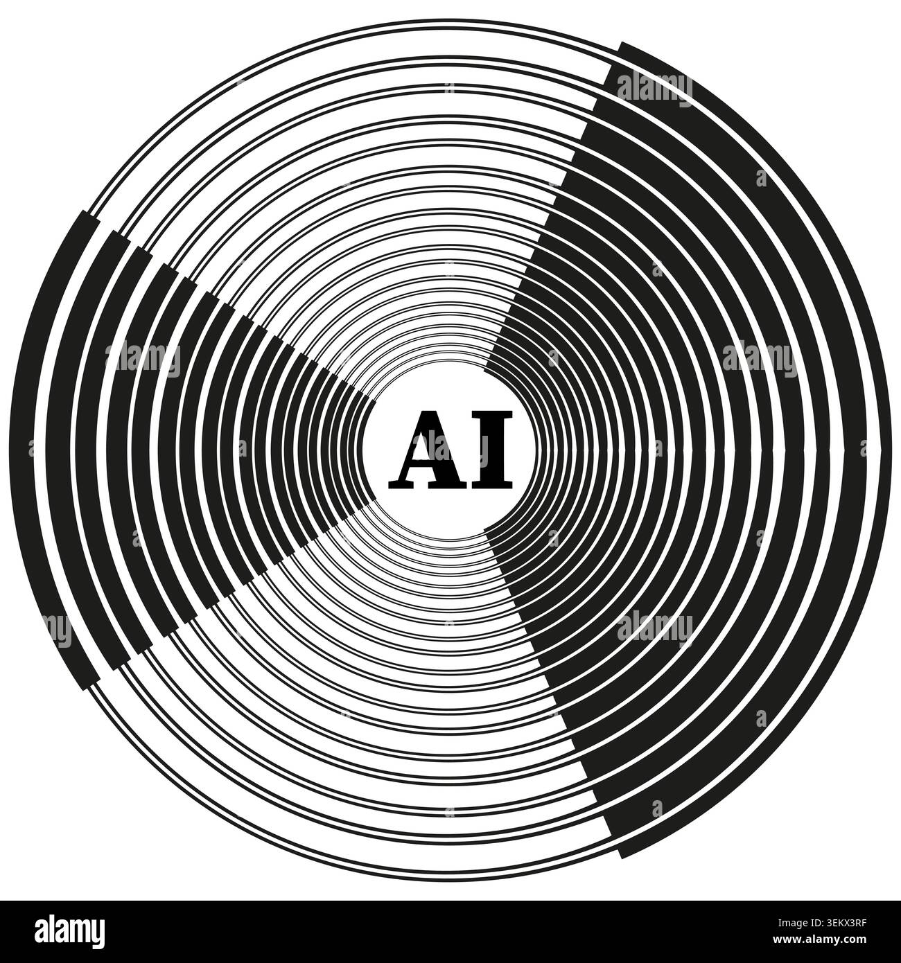 Circular artificial intelligence data processing vector. Perfect for technology branding and modern software user interfaces. EPS 10. Stock Vector