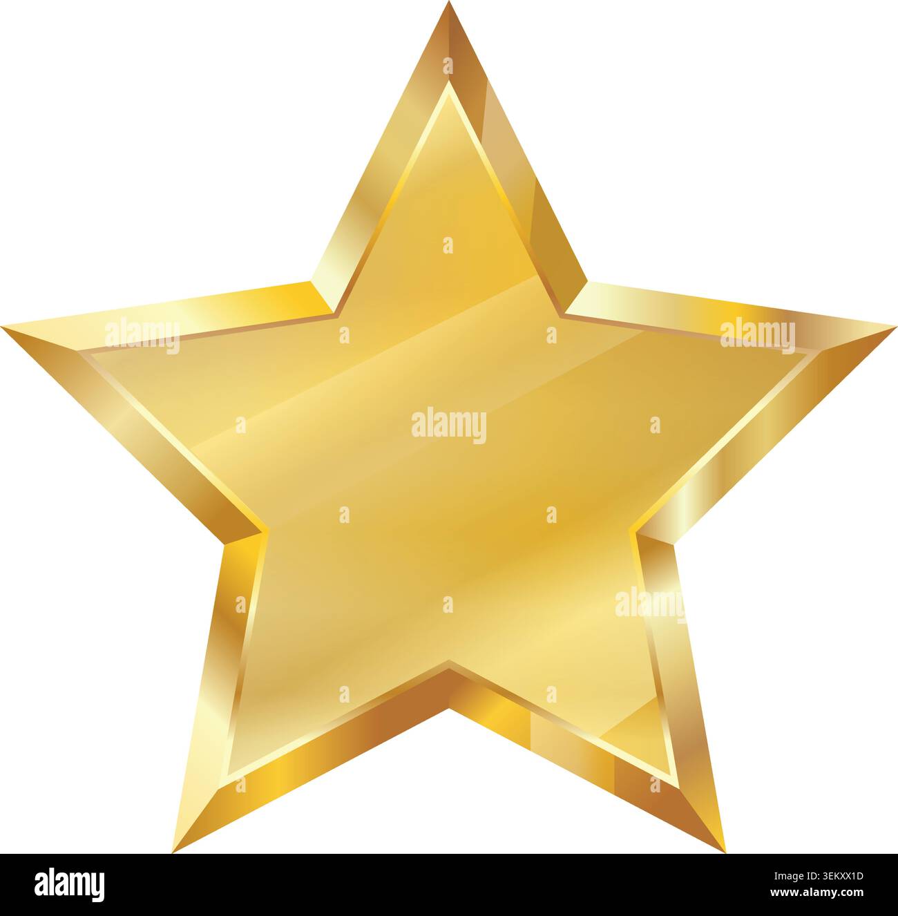 Realistic Gold Star Icon, Luxury Shiny Vector Artwork Stock Vector